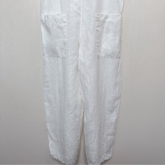 9Seed Womens M/L White Cotton Latigo Cropped Overalls - Picture 8 of 14